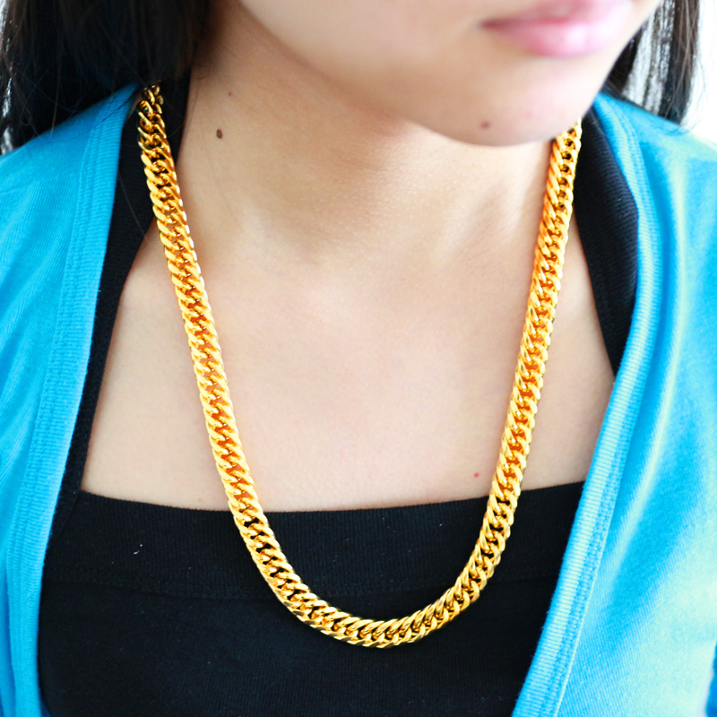 千影珠宝金店同款黄色金项链男款老板链坦克链粗大重仿金首饰仿金饰品