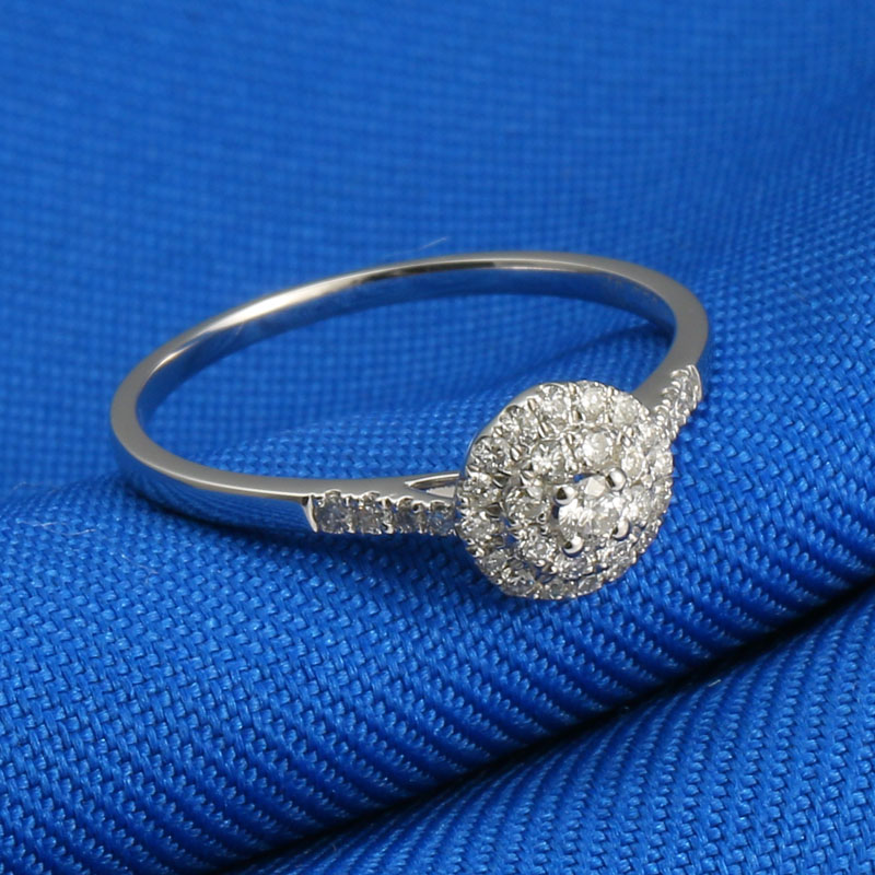 千影珠宝钻戒女款白金戒指白18k金钻石戒指1克拉效果女士结婚定婚钻戒