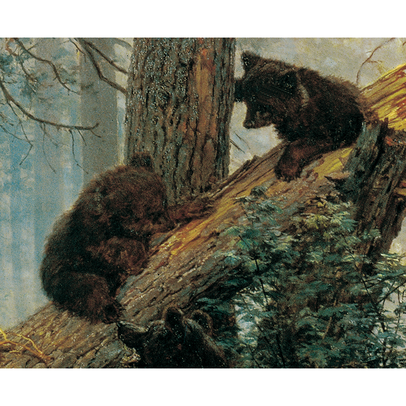 姿翰超高清微喷装饰画 俄罗斯 希施金经典油画 三只熊在森林 油画布画