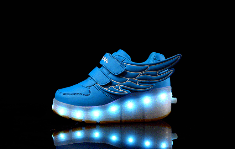 发光鞋男童儿童运动鞋女童暴走鞋 蓝色 31码=20.0cm