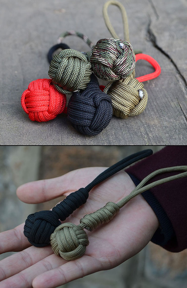 防身球伞绳球流星球装饰挂件户外救生内置不锈钢球七芯伞绳钥匙扣挂链