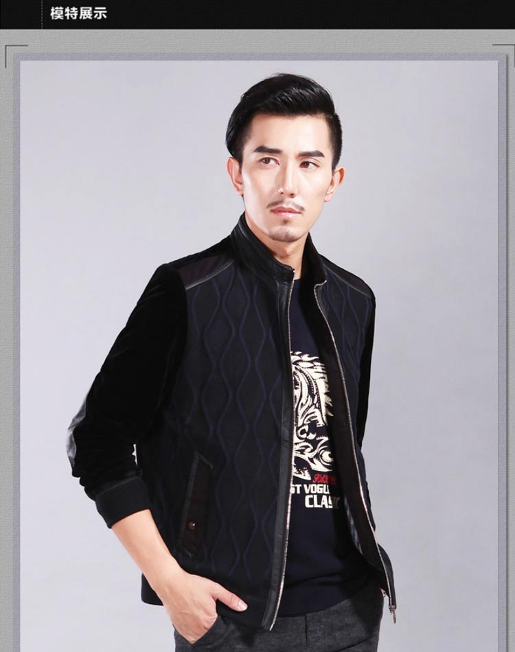 翔菲 模特2014秋装休闲夹克 黑色 190/110(xxxl)