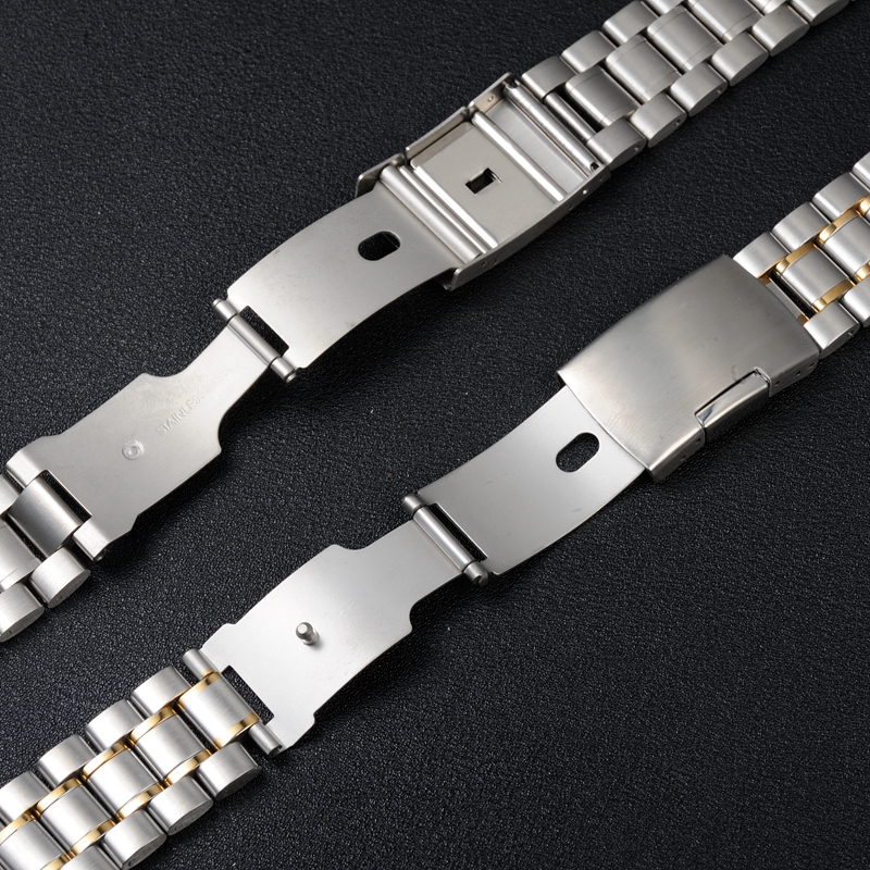 钢表带 适用于 欧米茄 卡西欧 表带 14 16 18 20 22 24 26 白钢色平口