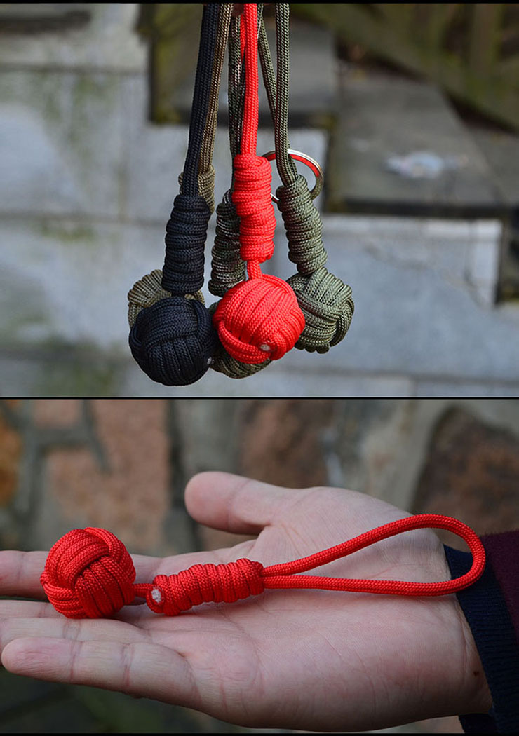 防身球伞绳球流星球装饰挂件户外救生内置不锈钢球七芯伞绳钥匙扣挂链