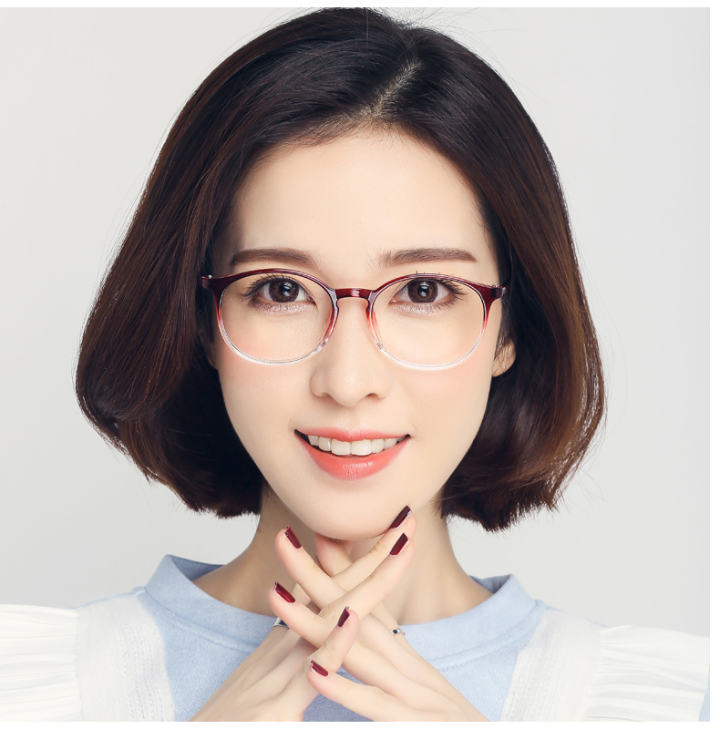 iwess平光平面眼镜框女款近视超轻韩版潮复古圆脸学生镜架大小装饰