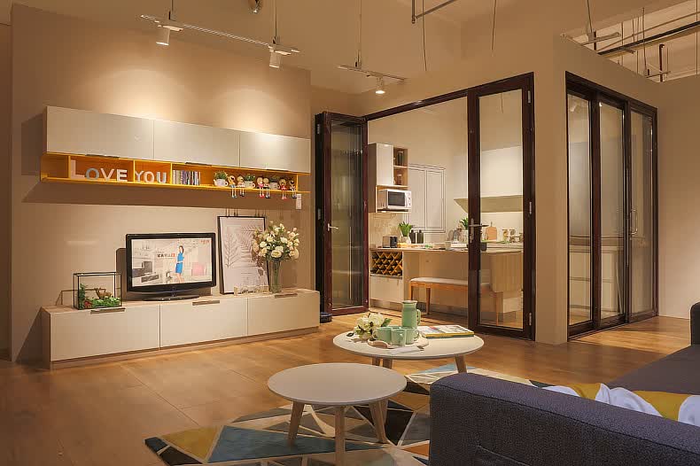 尚品宅配 简约现代客厅家具定制 多功能电视柜沙发床茶几餐桌椅定做