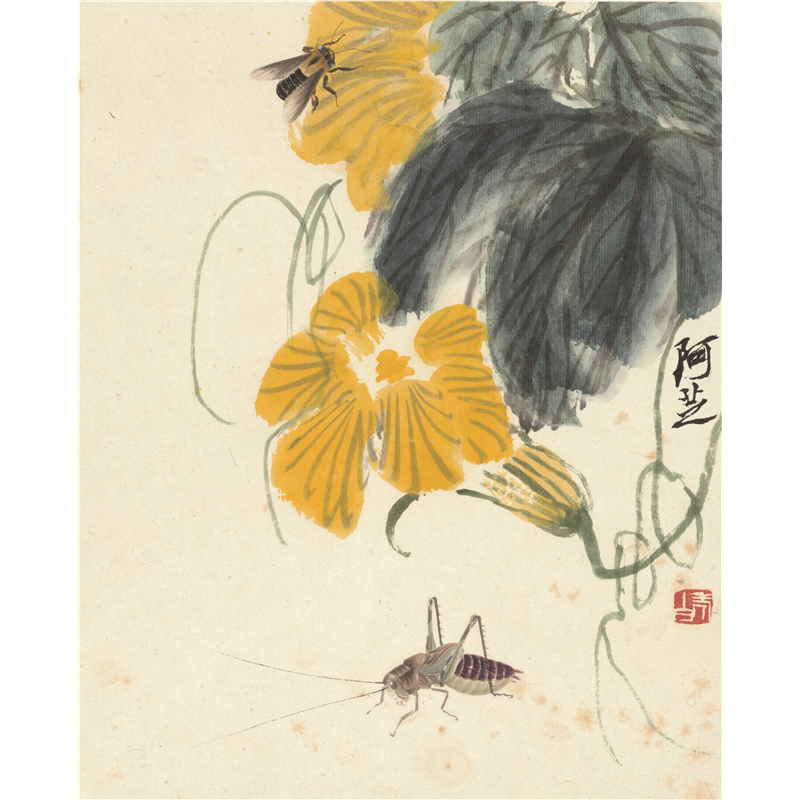 姿翰超高清微喷装饰画齐白石工笔花鸟草虫册页十二开纸本可惜无声30