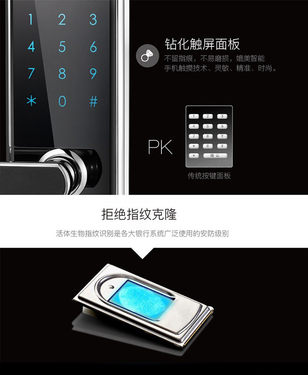 凯迪仕(kaadas) 指纹锁5155alock 智能锁密码锁 家用防盗门锁 电子