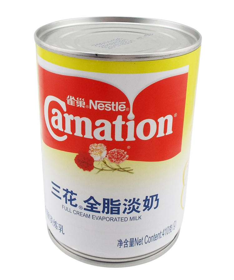 三花植脂淡奶 全脂淡奶 410g 罐装 调制淡炼乳 早餐调味乳 三花全脂淡