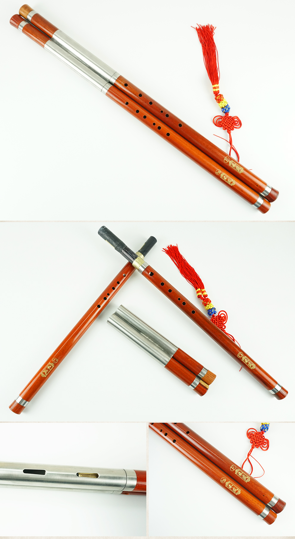 禾风 专业檀木横吹双管巴乌实木管演奏双管巴乌乐器 黑檀木双管巴乌