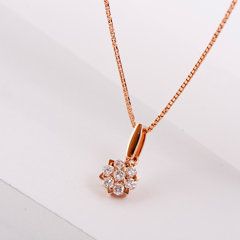 venti/梵迪 订制时尚红18k金玫瑰金镶钻吊坠 彩金钻石挂坠 女 l k金重