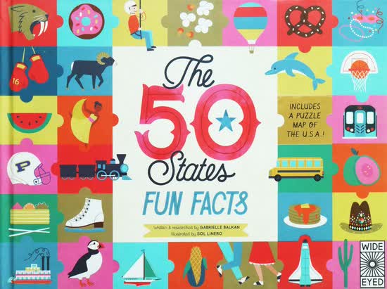 英文原版 the 50 states fun facts百科地理知识纸板书封底带拼图