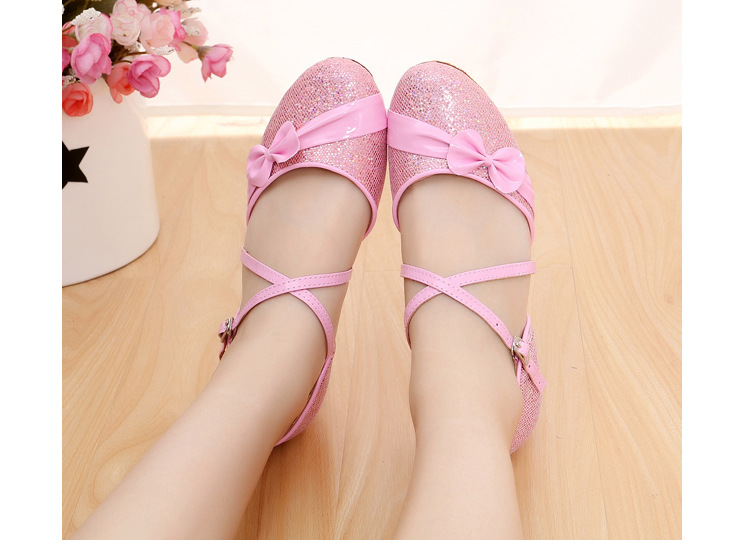 少儿拉丁舞鞋女 儿童恰恰舞蹈鞋2018新款女童中跟室内跳舞鞋夏 金色