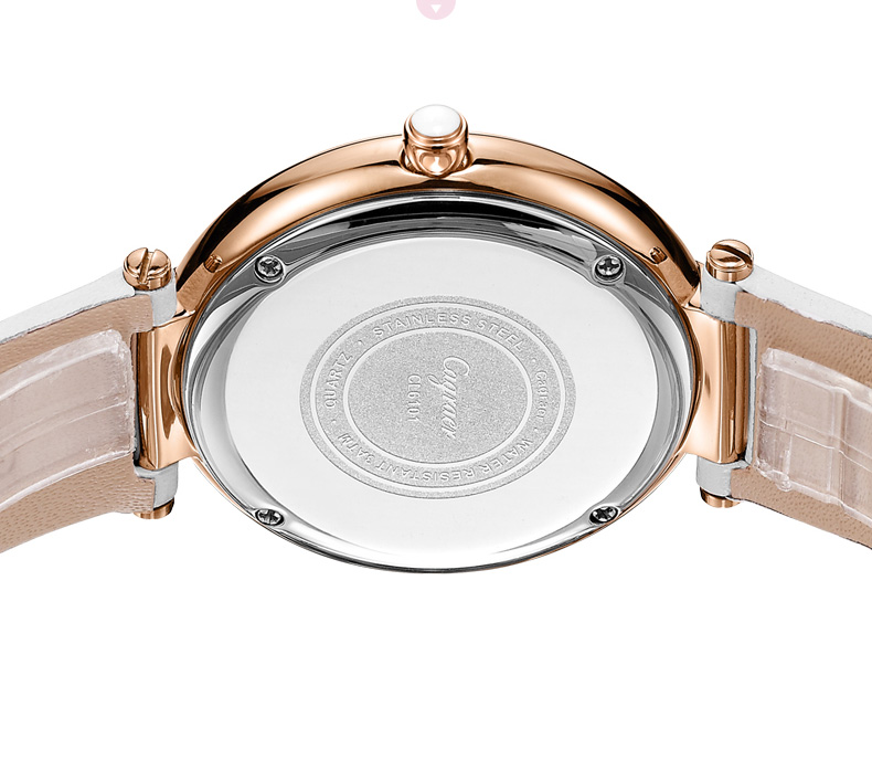 卡爵亚(cagraer)女士手表轻奢防水石英腕表真皮表带时尚表白送女友