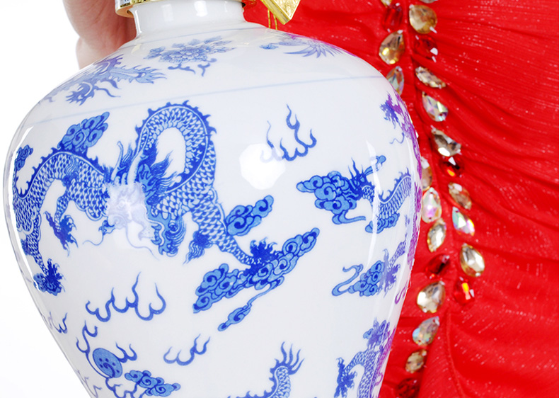 迎宾汾酒业青花瓷龙瓶原浆老酒清香型60度25l大坛收藏礼品酒