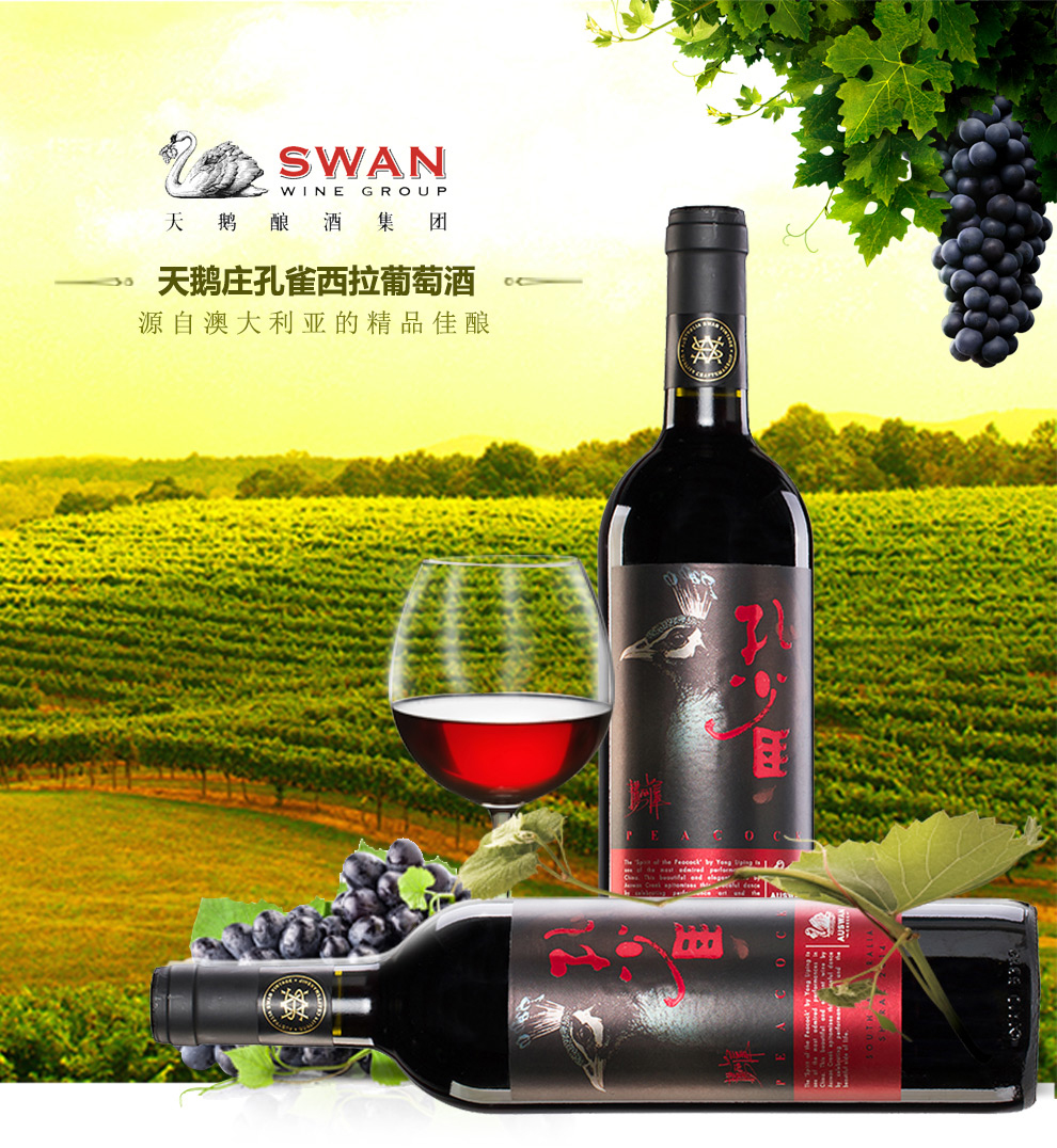 天鹅庄干红批发上海孔雀西拉干红价格正品行货