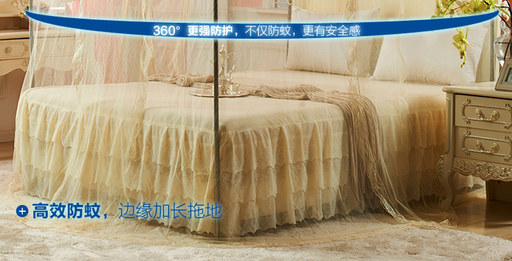 方若 宫廷不锈钢落地三开门蚊帐夏凉床品加粗支架1.2米/1.5米/1.  紫色 1.5*2米 16mm标准立柱