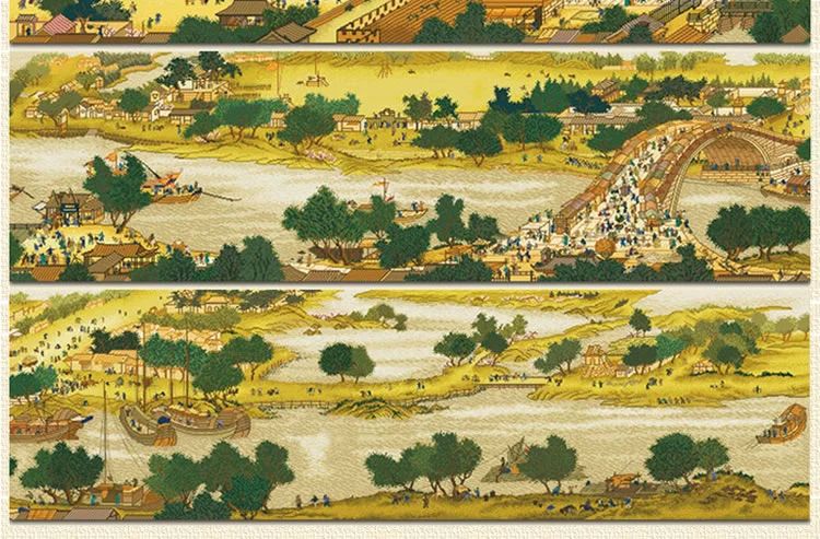 
                                        珍宝皇室蒙娜丽莎十字绣客厅新款清明上河图全景大幅2米3米6米22米精准印花 3米丝线精准印花  高端特制                