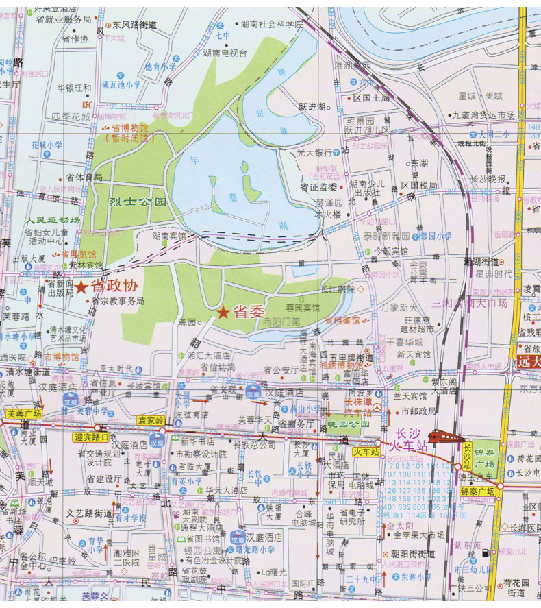 2021年长沙市地图880570毫米双面印刷交通旅游城区图