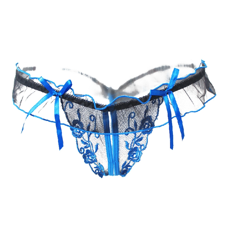 醉心怡 性感内裤女情趣内衣 低腰网纱内裤 开裆丁字裤女诱惑透明t裤t