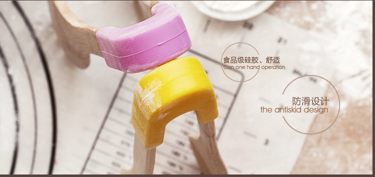 
                                        【巧厨烘焙】 展艺竹木食品夹子 烧烤夹 蛋糕面包糕点夹 硅胶手柄 黄色                