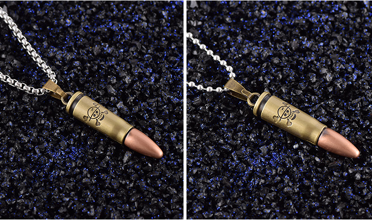 佩川子弹头钛钢男士项链男个性吊坠潮男霸气挂坠时尚配饰首饰男生潮人