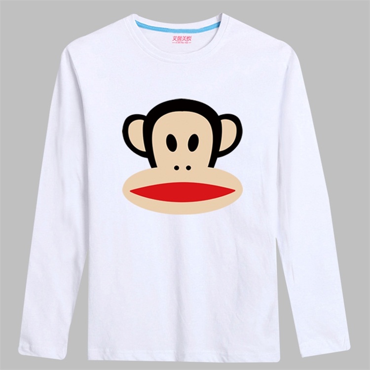 艾馨美悦 时尚卡通大嘴猴子个性纯棉男士长袖t恤 潮牌运动加肥加大码