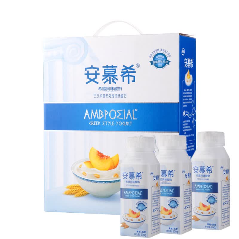 伊利安慕希 希腊风味酸奶 黄桃 燕麦 200g*10盒 礼盒装