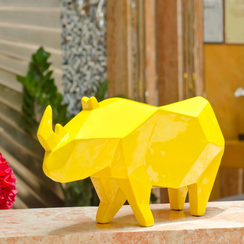 创意几何犀牛后现代简约软装家居饰品橱窗抽象摆件 古铜_ 7折现价423