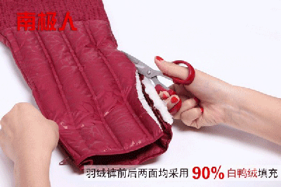 南极人秋冬中老年修身羽绒保暖裤女款 中高腰加绒加厚羽绒内胆裤子 蕾丝红牡丹  蜂窝护膝 XXXL