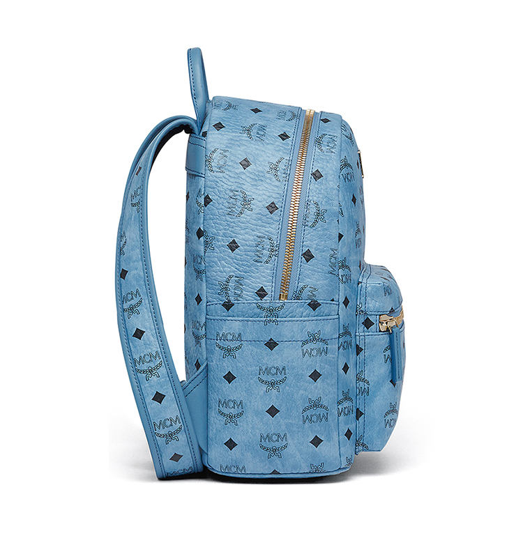 原单复制mcm 秋冬新款经典兔子印花双肩包 小号 米色