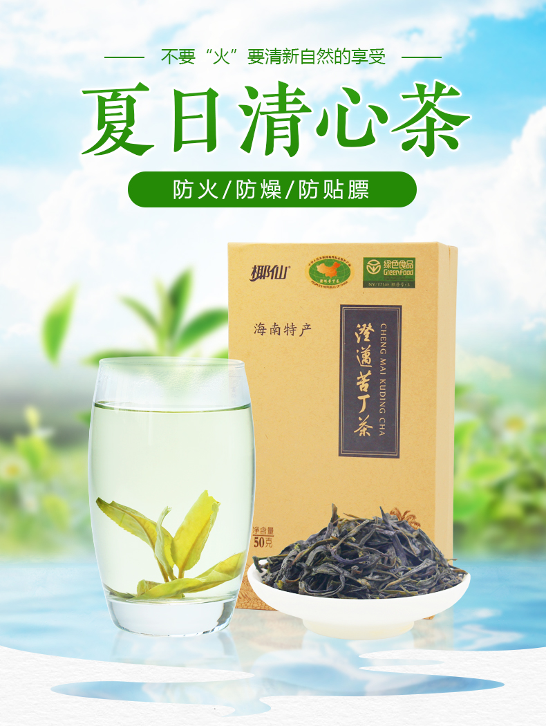 澄迈大叶苦丁茶50g特级嫩芽 海南特产送礼 花草茶新茶茶叶 苦丁茶50g