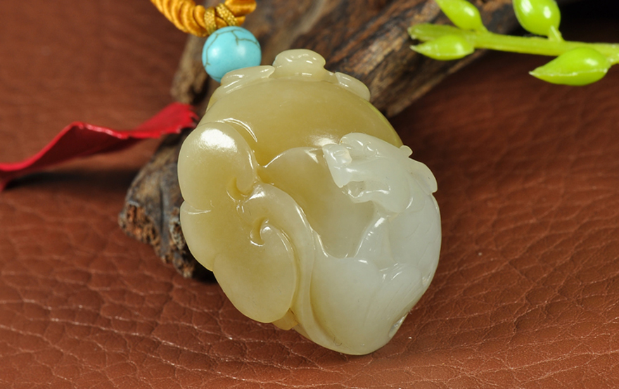 和田玉糖白玉 福寿如意挂件吊坠 24克 西之域玉器