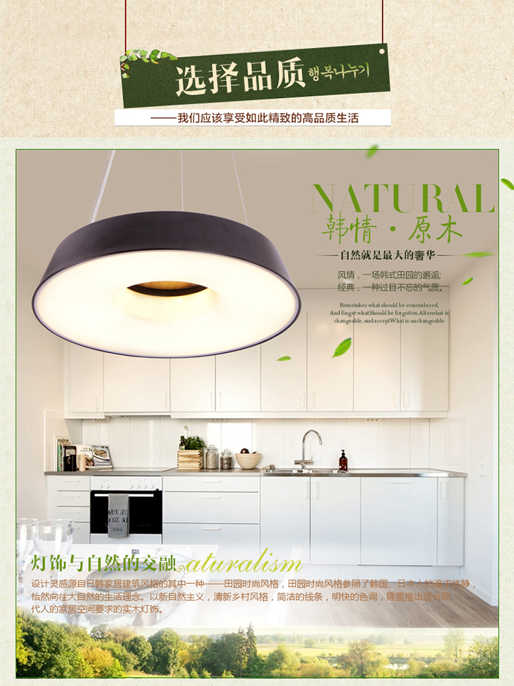 艾登 橡木实木客厅灯 卧室灯 餐厅灯 LED吸顶灯 中式木灯 餐吊灯 圆形灯具H0719 带LED芯片 白光