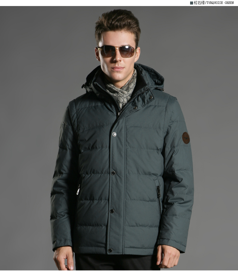 cartelo/卡帝乐鳄鱼商务中长款加厚中老年羽绒服男连帽修身保暖外套