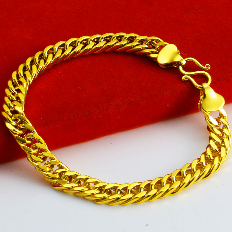 老凤凰珠宝包金手链男士女款坦克链镀金首饰马鞭链子结婚饰品仿真包金