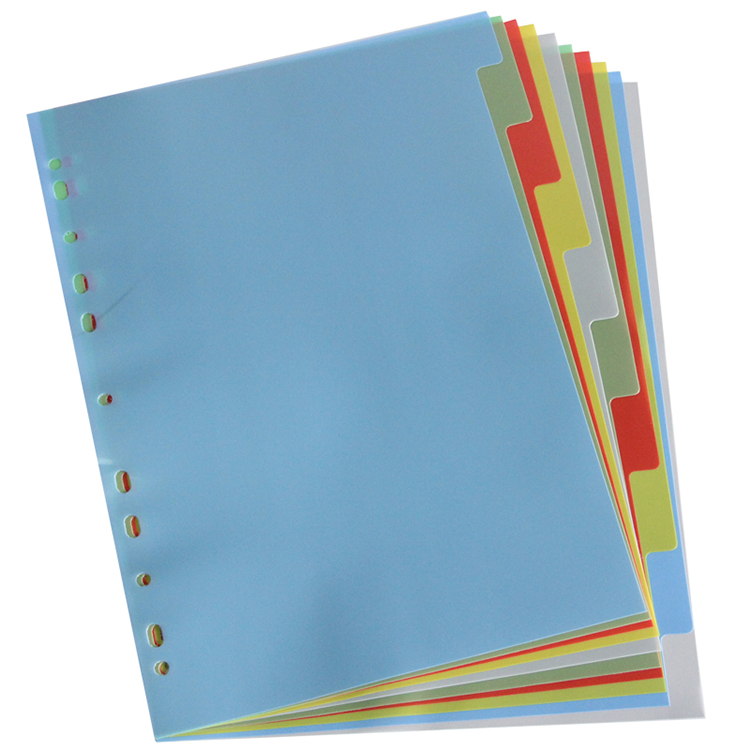 卓联zl5810a十段式彩色分页卡pvc彩色索引纸a411孔隔页纸十页分类索引