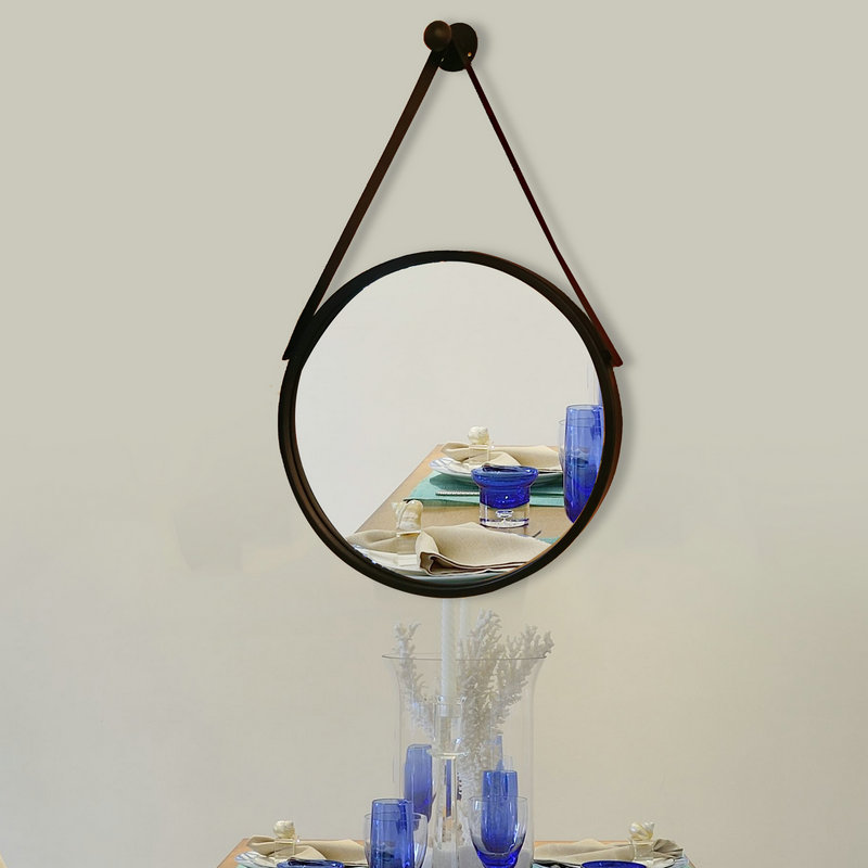 鐡迷欧式铁艺圆形壁挂镜装饰镜简约浴室镜化妆镜试衣镜卫生间创意圆镜