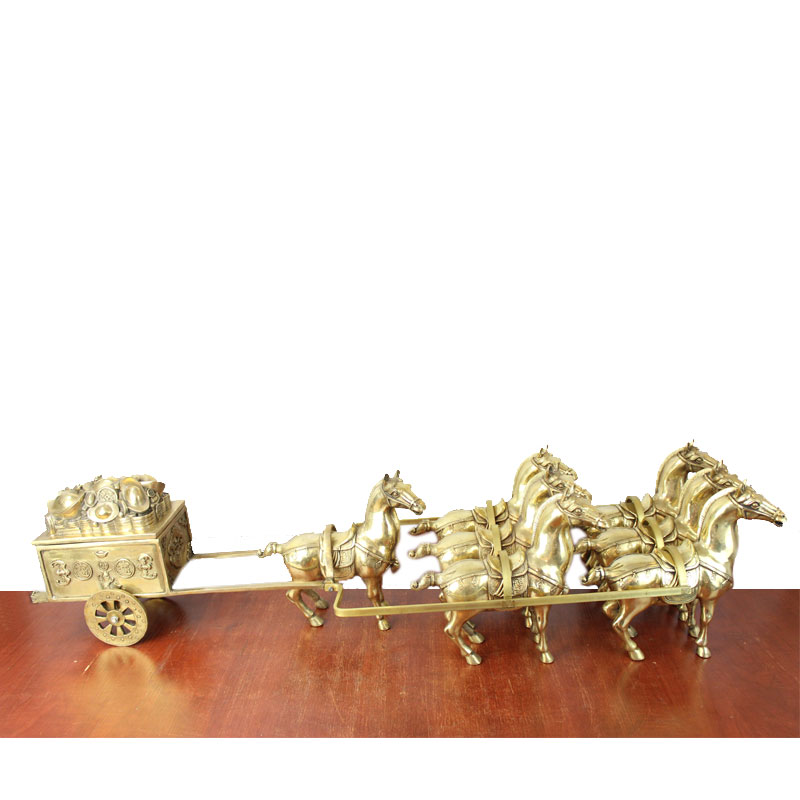 宇卓铜器 纯铜马拉车黄铜马元宝 一 二三四五六七八九 马拉车工艺品