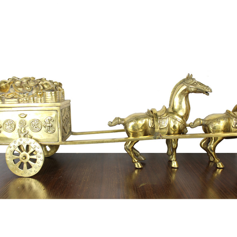 宇卓铜器 纯铜马拉车黄铜马元宝 一 二三四五六七八九 马拉车工艺品