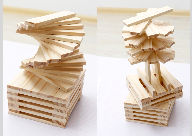 【苗娃儿】木丸子 建筑棒模型木条积木亲子互动创意原木搭搭乐木片