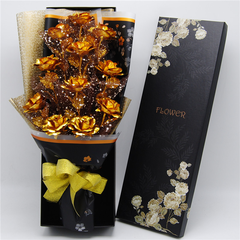 金玫瑰金箔玫瑰花束礼盒少女心生日礼物女生闺蜜创意diy手工实用男生