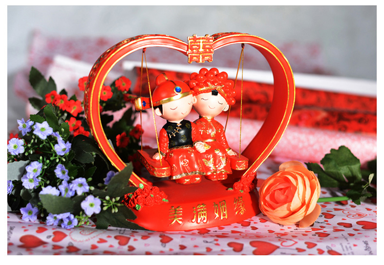 心心香印 美满婚姻娃娃 新婚喜庆过节送礼娃娃婚庆一对情侣娃娃摆件