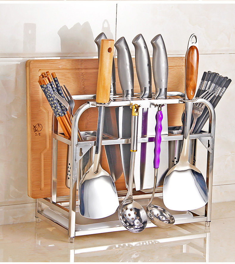 奥的304不锈钢刀架砧板架菜板架 厨房置物收纳架刀具刀座 基础a款-6钩