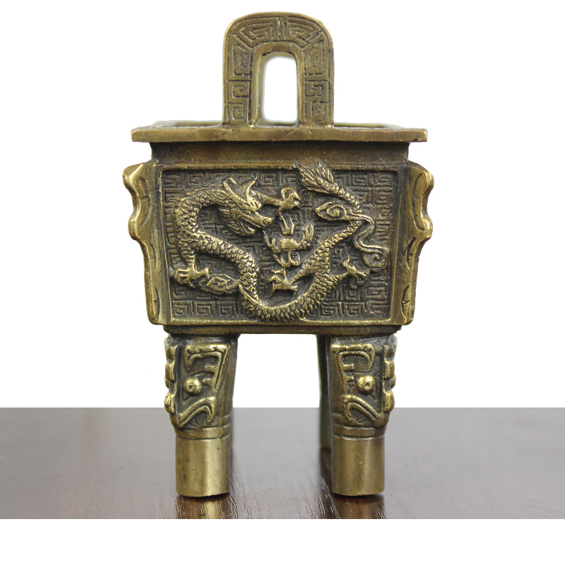 宇卓铜器纯铜香炉 单纯铜鼎 鼎 黄铜龙纹鼎 黄铜鼎 小龙鼎单纯铜鼎