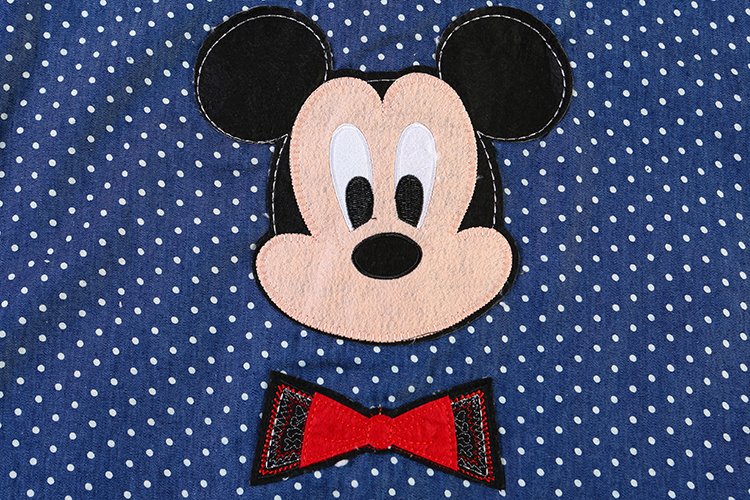 心恋时流 2014秋冬新款欧美复古波点卡通米奇刺绣羊羔绒加厚中长款