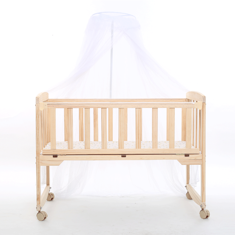 hugbb婴儿床宝宝摇床402童床环保实木无油漆可侧翻与大人床合并,可变