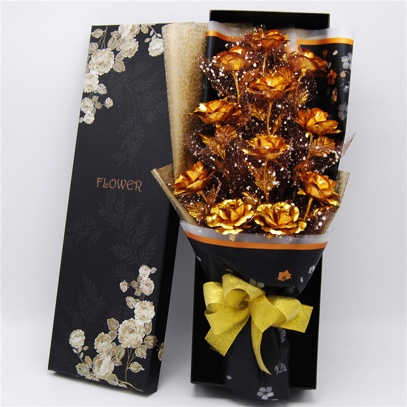 金玫瑰金箔玫瑰花束礼盒少女心生日礼物女生闺蜜创意diy手工实用男生