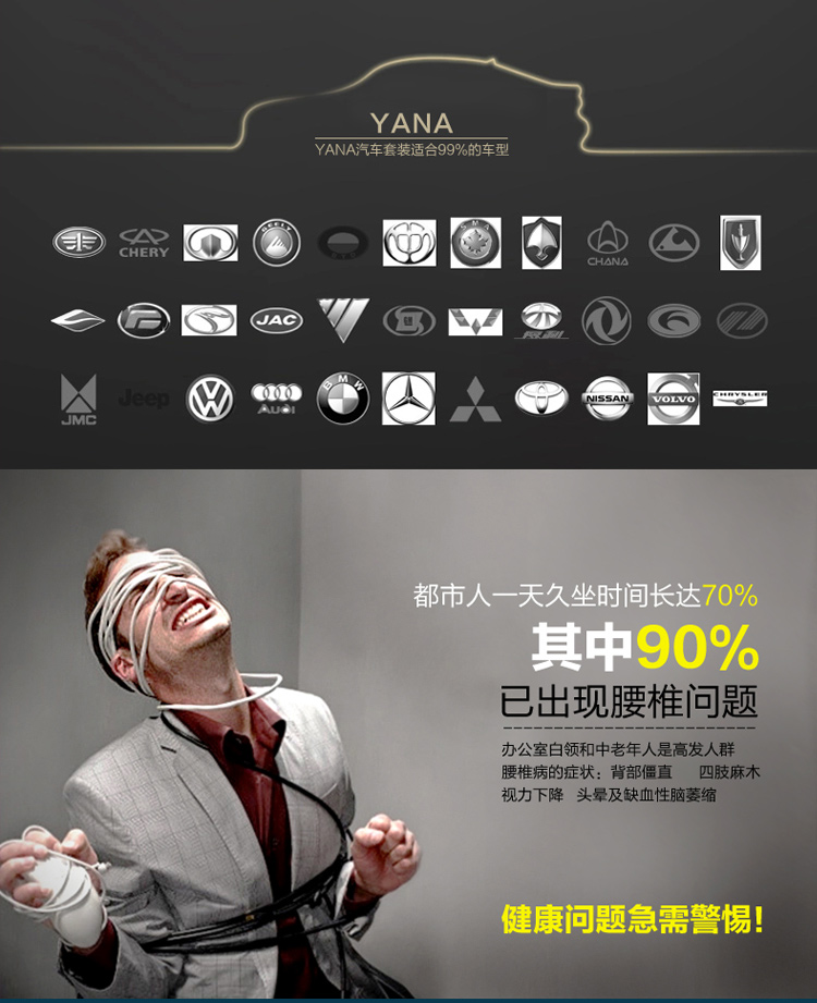 【YANA】汽车头枕护腰靠垫套装 车用腰靠头枕组合 记忆棉护颈枕 办公室护腰靠垫抱枕 灰色