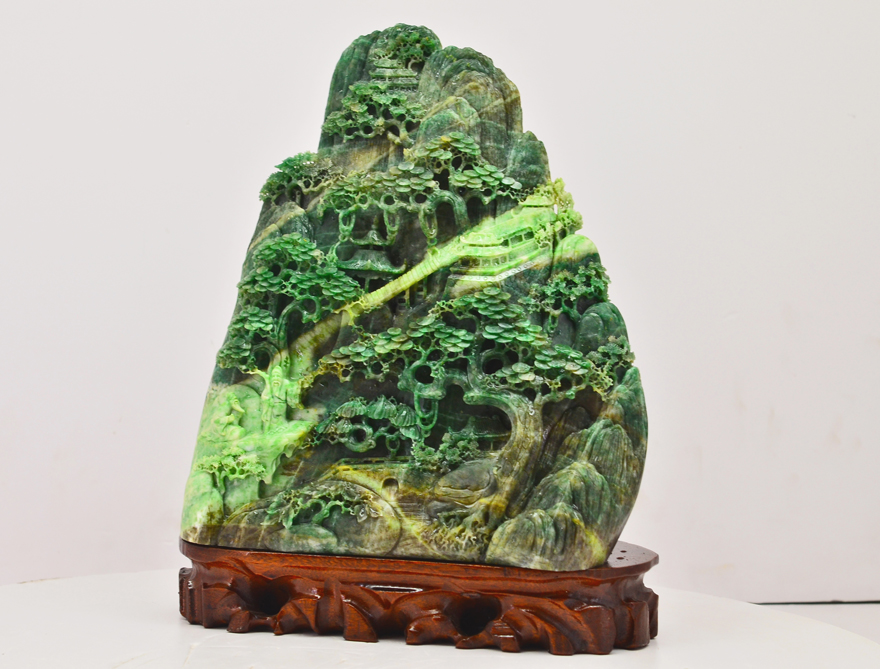中国四大名玉(独山玉)作品步步高升摆件3850g德东珠宝